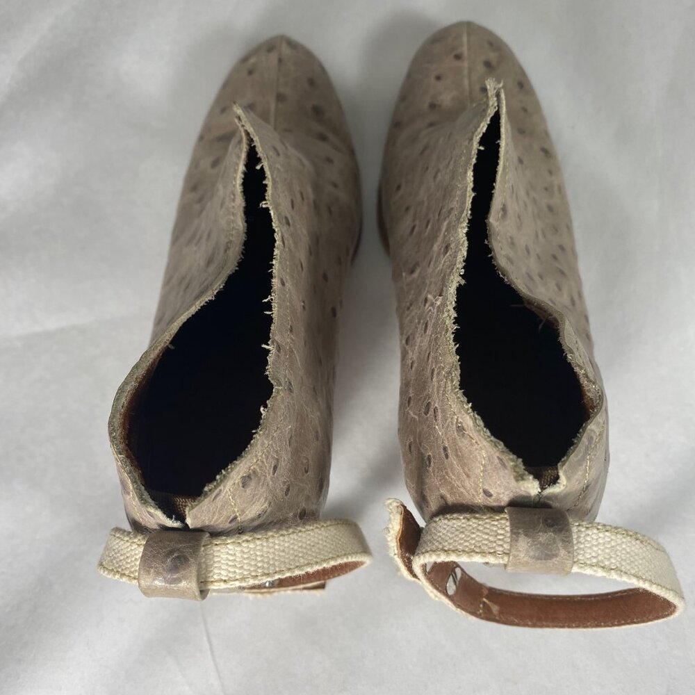 Rachel Comey Pinion Ostrich Leather Booties Gray Ankle Strap Wood Heel 7 - Picture 5 of 12
